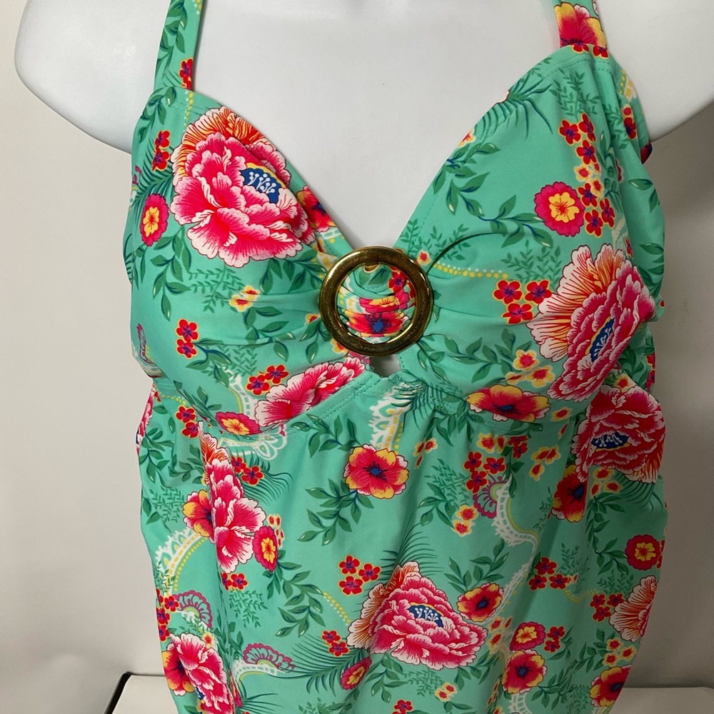 Oh Baby By Motherhood 2-Piece NWT’s Tankini Top & Bottom Floral Pink Green LG